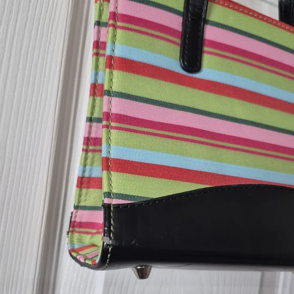 Kate Spade Vintage Small Colorful Striped Handbag With Bow - Picture 8 of 13